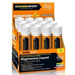 Zinco e Magnesio Named Sport, Magnesium Liquid + Vitamina B6, 20 fiale
