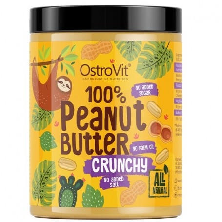Burro di Arachidi OstroVit, Peanut Butter 100% Crunchy, 1000g