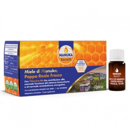 Pappa reale Optima Naturals, Pappa Reale e Miele di Manuka, 10 x 10 ml