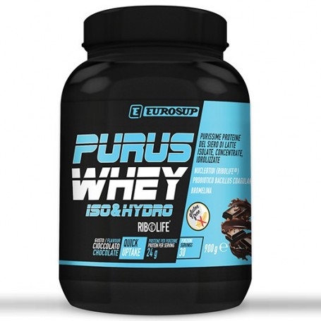Proteine del Siero del Latte (whey) Eurosup, Purus Whey Iso e Hydro, 900 g