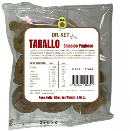 Pasti e Snack Dr.Keto, Tarallo integrale pugliese, 50 g