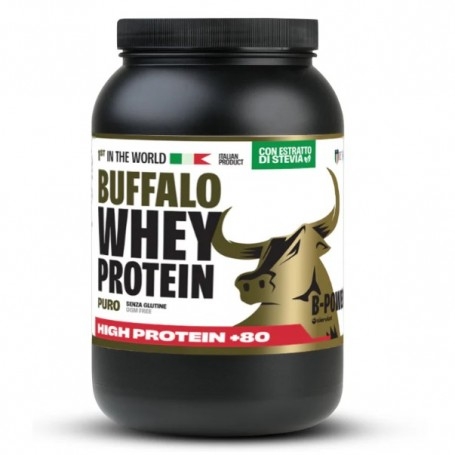 Proteine del Siero del Latte (whey) B-Power, Buffalo Whey Protein 80+ con Stevia, 1020 g