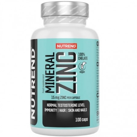 Zinco e Magnesio Nutrend, Mineral Zinc 100% Chelate, 100 cps