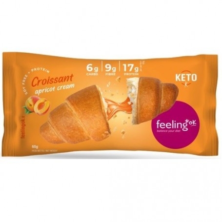 Scadenza Ravvicinata Feeling Ok, Croissant +Protein ripieno, 65 g (Sc.12/2025)
